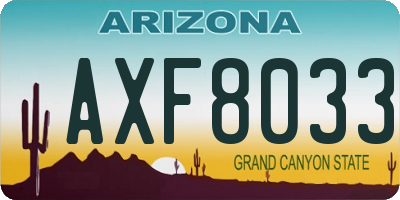 AZ license plate AXF8033