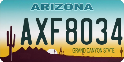 AZ license plate AXF8034