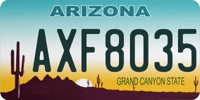 AZ license plate AXF8035