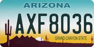AZ license plate AXF8036