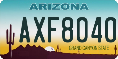 AZ license plate AXF8040