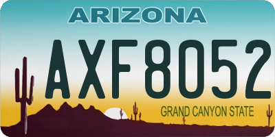 AZ license plate AXF8052