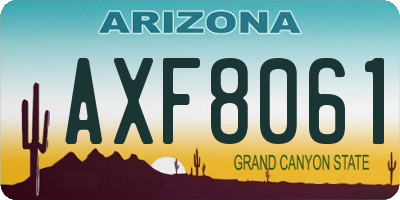 AZ license plate AXF8061