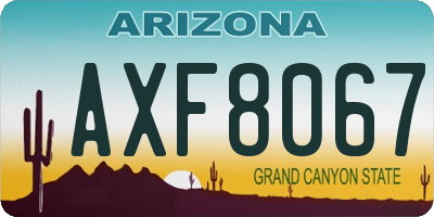 AZ license plate AXF8067