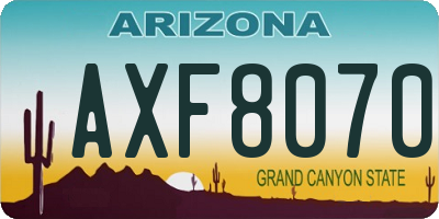 AZ license plate AXF8070