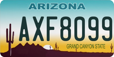 AZ license plate AXF8099