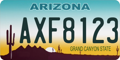 AZ license plate AXF8123