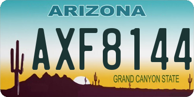 AZ license plate AXF8144