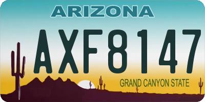 AZ license plate AXF8147