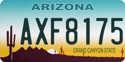 AZ license plate AXF8175