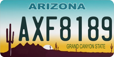 AZ license plate AXF8189