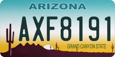 AZ license plate AXF8191