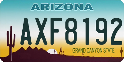 AZ license plate AXF8192