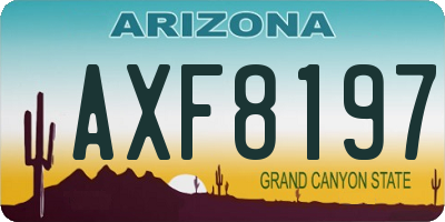 AZ license plate AXF8197