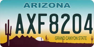 AZ license plate AXF8204