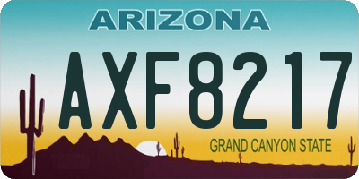 AZ license plate AXF8217
