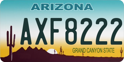 AZ license plate AXF8222
