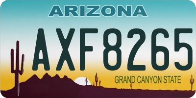 AZ license plate AXF8265