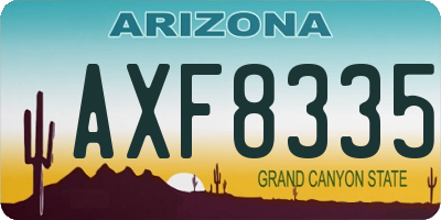 AZ license plate AXF8335