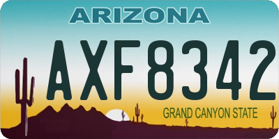 AZ license plate AXF8342
