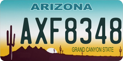 AZ license plate AXF8348