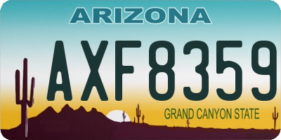 AZ license plate AXF8359