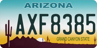 AZ license plate AXF8385