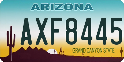 AZ license plate AXF8445