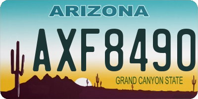 AZ license plate AXF8490
