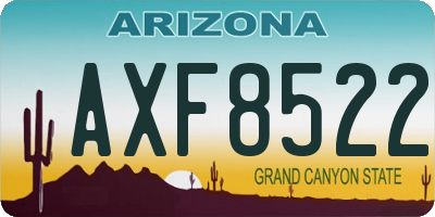 AZ license plate AXF8522