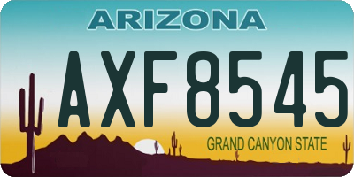 AZ license plate AXF8545