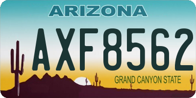 AZ license plate AXF8562