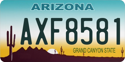 AZ license plate AXF8581