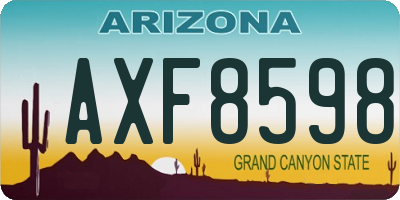 AZ license plate AXF8598