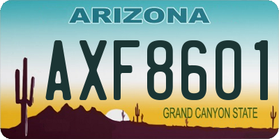 AZ license plate AXF8601