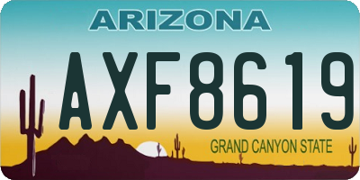 AZ license plate AXF8619