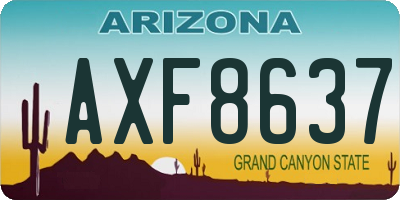 AZ license plate AXF8637