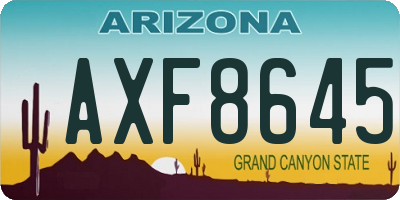 AZ license plate AXF8645