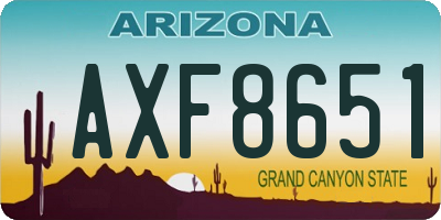 AZ license plate AXF8651