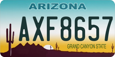 AZ license plate AXF8657