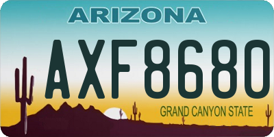 AZ license plate AXF8680