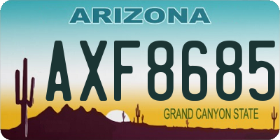 AZ license plate AXF8685