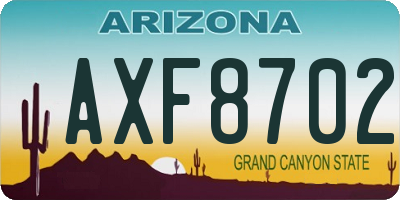 AZ license plate AXF8702
