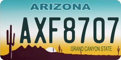 AZ license plate AXF8707