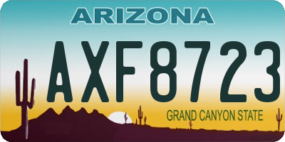 AZ license plate AXF8723