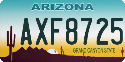 AZ license plate AXF8725