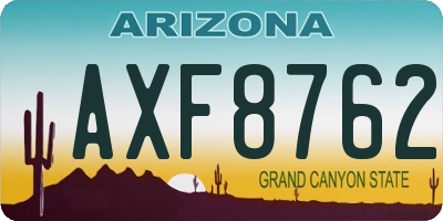 AZ license plate AXF8762