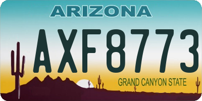 AZ license plate AXF8773