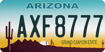 AZ license plate AXF8777