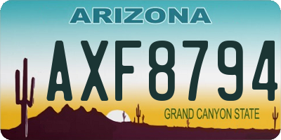AZ license plate AXF8794